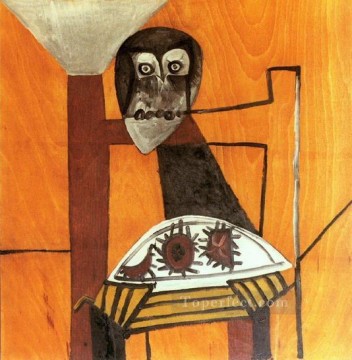 パブロ・ピカソ Painting - フクロウと3匹のウニのある静物画 1946年 パブロ・ピカソ